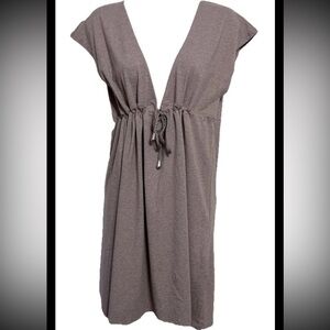 Young USA Women’s Swimsuit Coverup 2XL Tan Beige Drawstring Sleeveless V-Neck